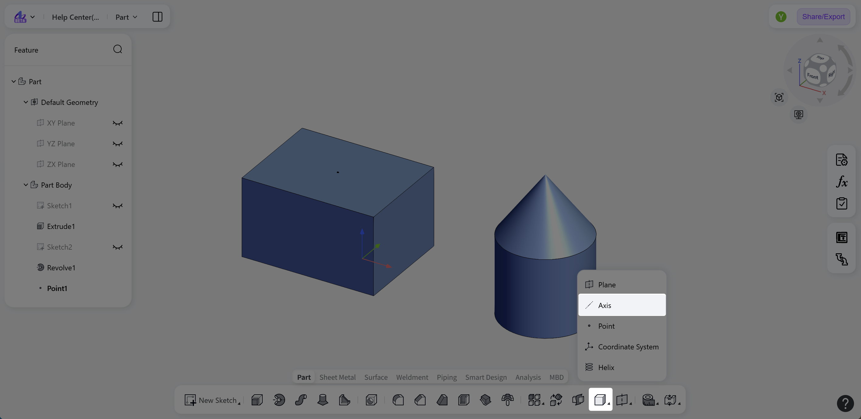 3D CAD - Datum feature - Datum axis 2