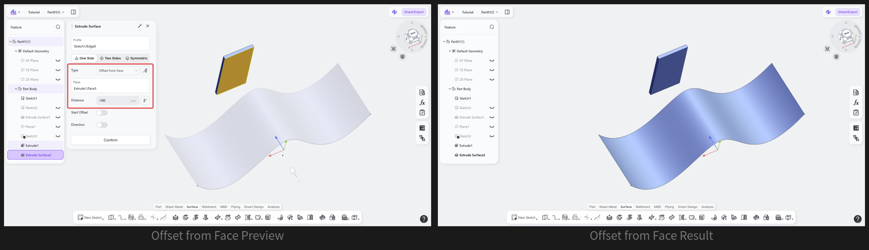 3D CAD - Extrude Surface6