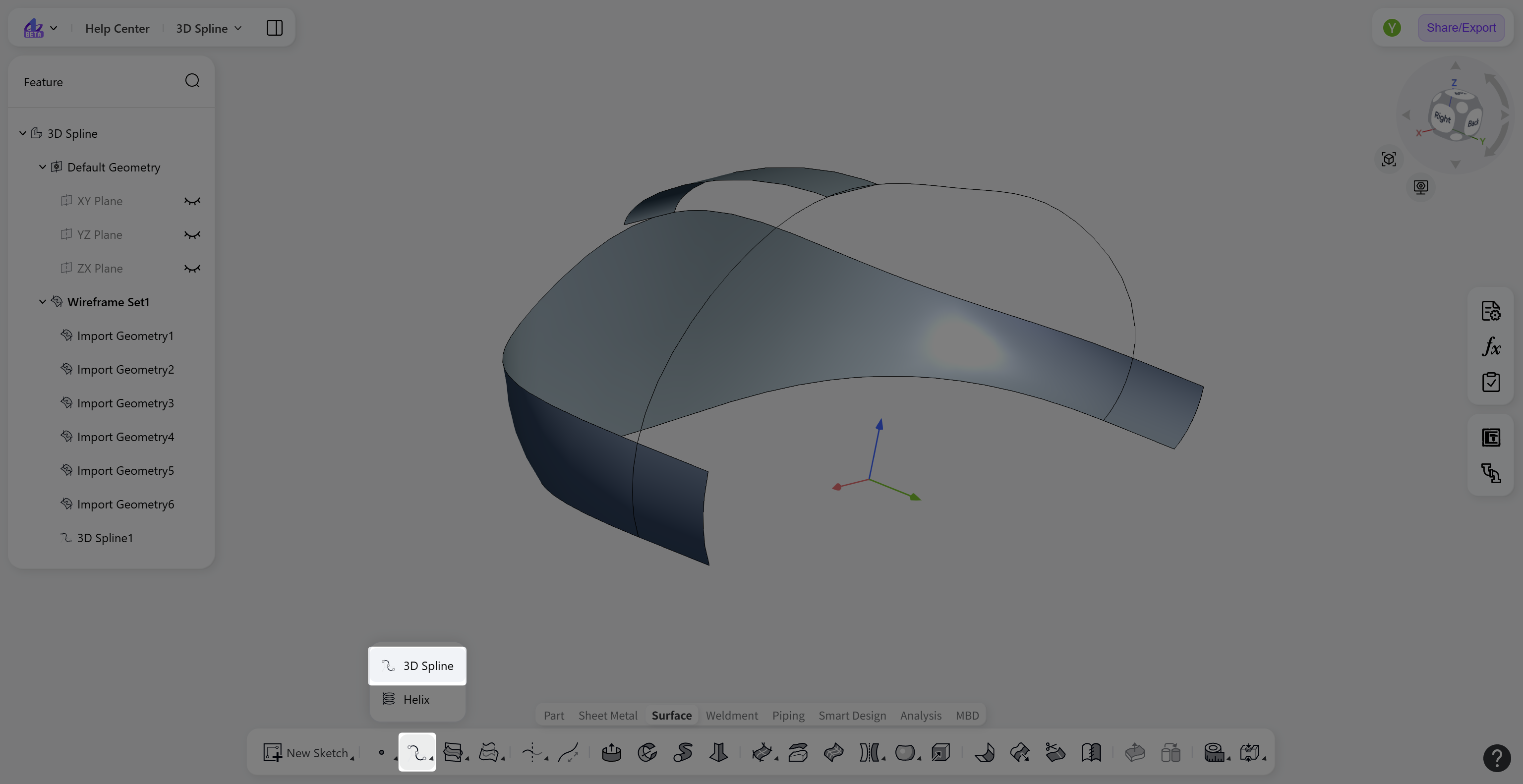 3D CAD - 3D spline2