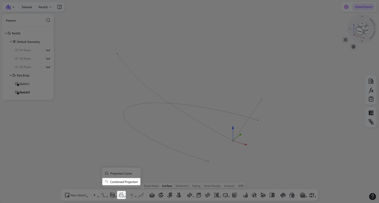 3D CAD - Combined Projection-entry