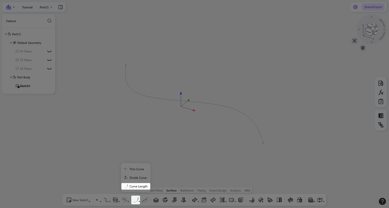 3D CAD - Curve Length - entry