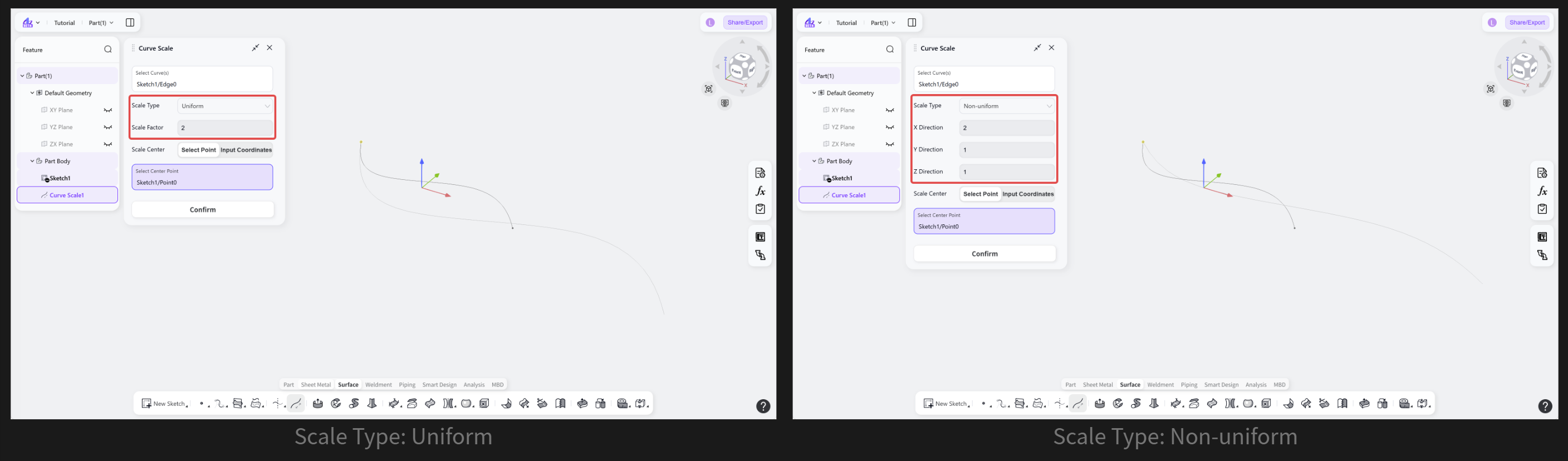 3D CAD - Curve Scale1