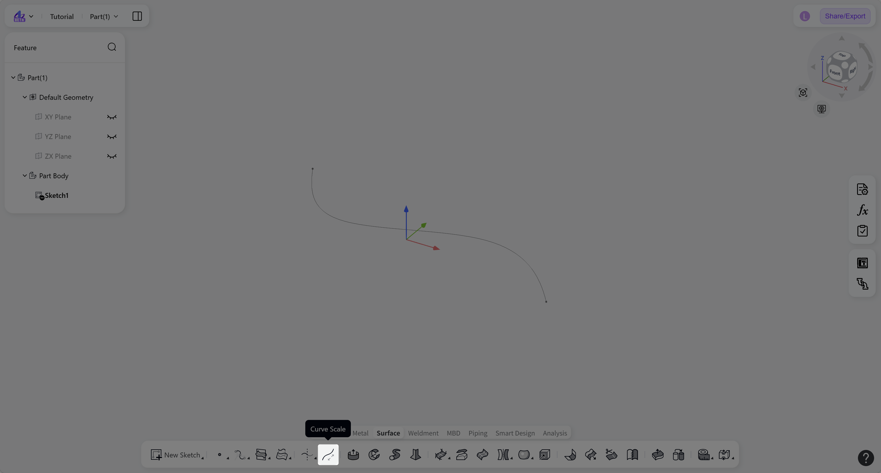 3D CAD - Curve Scale - entry