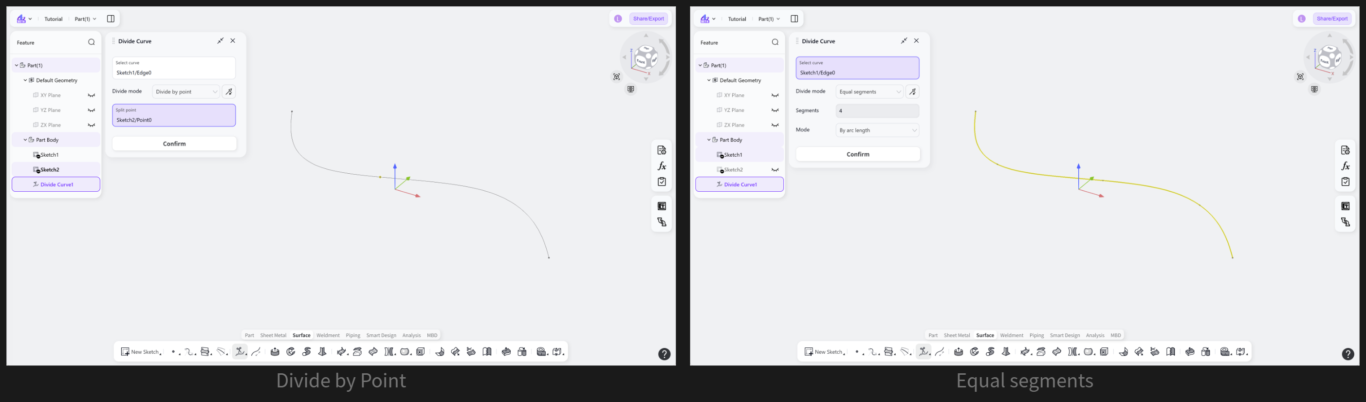 3D CAD - divide curve3