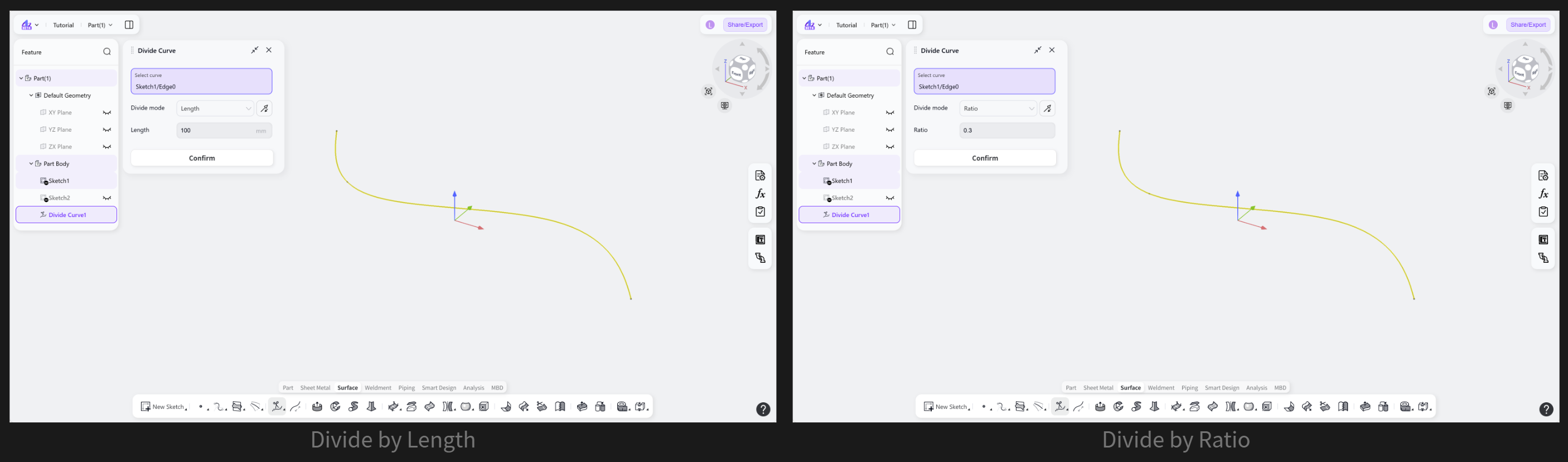 3D CAD - divide curve2
