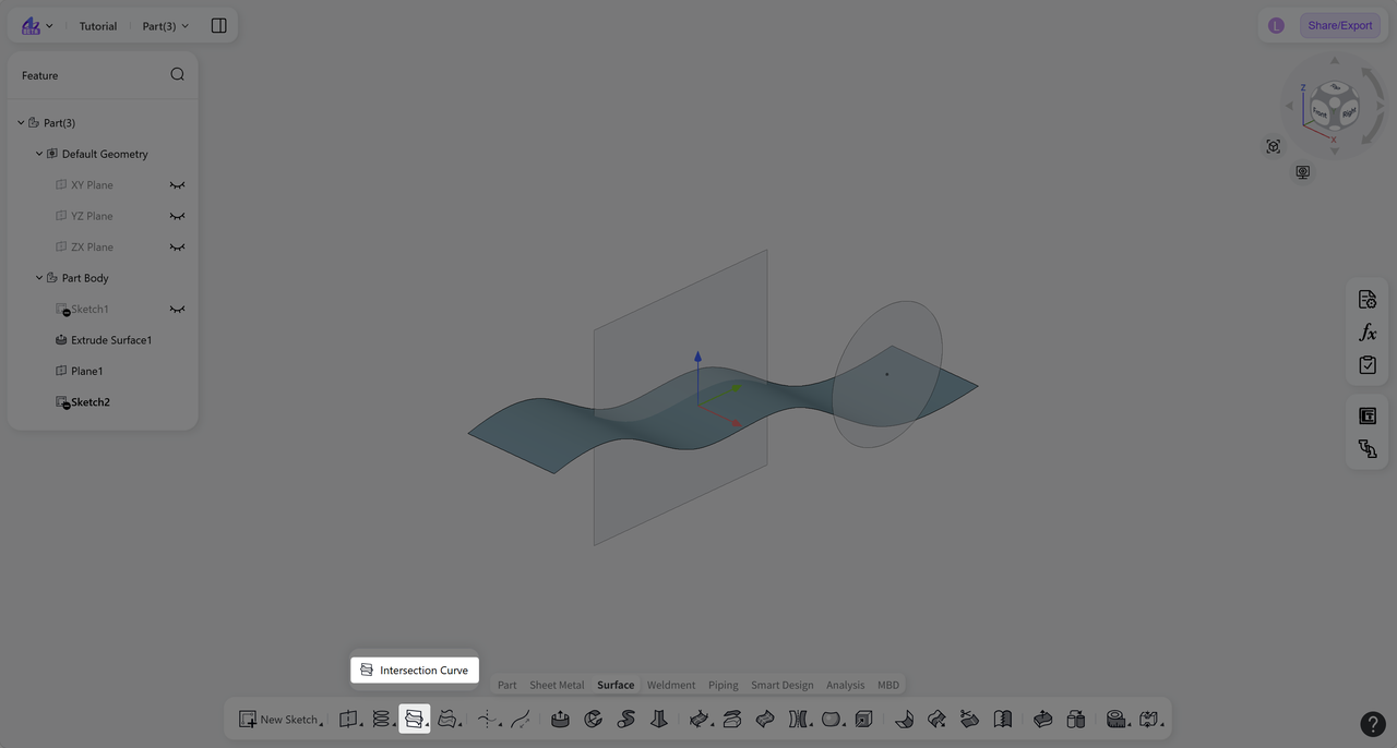 3D CAD - inersection curve2